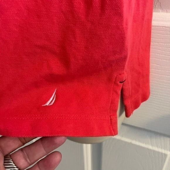 Vintage Nautica Polo. Red with navy trim. Size L. Fits like Medium - Picture 4 of 5